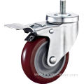 5'' Thread Stem Industrial PU Caster With PP Core With Brake